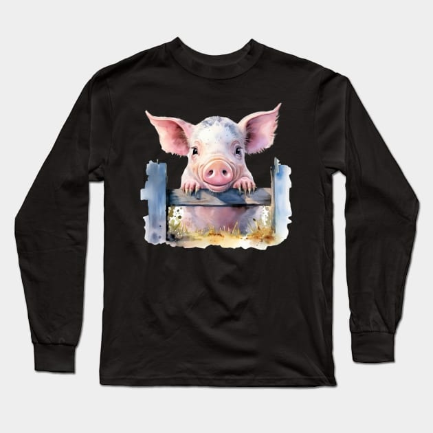 Friendly Pig Long Sleeve T-Shirt by NotUrOrdinaryDesign